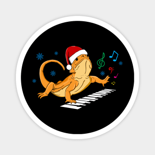 Cute Bearded Dragon Christmas Hat Piano Magnet